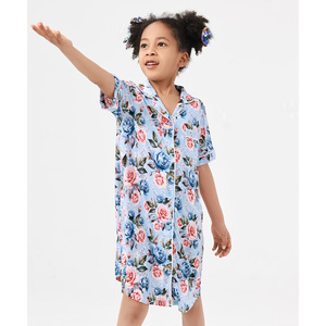 Camisones Casuales para Niñas de 3 a 12 Años, Vestidos de Dormir de Bambú Suave de Manga Corta para Primavera - Product Image 1