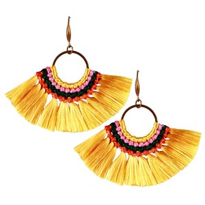 Boucles d'oreilles tissées à la main macramé fil de coton feuille frange gland boucles d'oreilles bijoux de mariage femmes accessoires OEM - Product Image 6