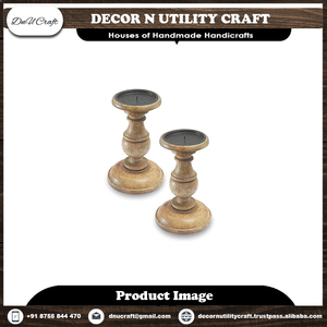 Support à bougie en bois rond en bois de manguier naturel, décoration d'intérieur écologique, fait main pour la maison et les mariages - Product Image 4