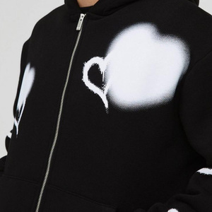 Pantalon de survêtement à capuche Ensemble de jogging Pantalon cargo Survêtement surdimensionné Boxy All Over Heart Imprimé Zip Through Survêtement à capuche pour homme - Product Image 5