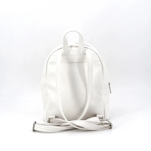 Minimalist White Microfiber <b>Backpack</b> with Front Zip Pocket Lightweight Softback Design Unisex Daily Use Shoulder <b>Straps</b> Handle - Product Image 5