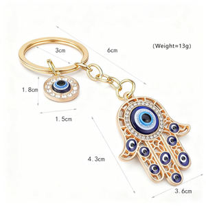 ميدالية مفاتيح على شكل يد حمسة وعين الحسد، تميمة حماية من العين الشريرة، تعليقة كريستالية معدنية للسيارة والحقائب، هدية حظ، إكسسوار زينة - Product Image 5