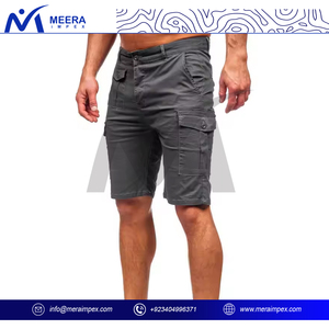 Pantalones cortos Cargo informales versátiles para hombre 100% algodón Vintage cintura elástica-para aventuras al aire libre salidas a la playa moda callejera de verano - Product Image 4