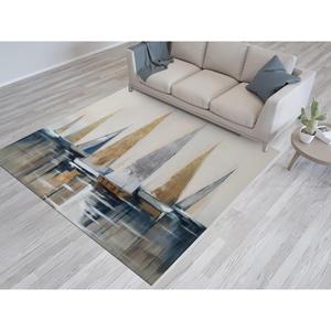 Tapis Voiliers Or et Argent, Tapis Dorés, Tapis Bateaux, Tapis d'Art Moderne Imprimé en 3D, Tapis en Chenille - Product Image 1