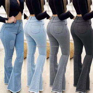 Classic Blue Denim Flare Jeans Women High Waisted Slim Fit <b>Bell</b> Bottoms women denim jeans pants - Product Image 6