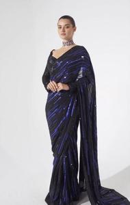 NEW DESIGNER TRADITIONAL WEAR COLLECTION DOUBLE SEQUANCE WORK SAREE on GEORGETTE WITH HEAVY WORK BLOUSE INDIAN ETHNIC OUTFIT - Product Image 3