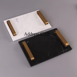 Plateau de service en pierre de marbre naturel de style moderne Plateaux en marbre rectangulaires personnalisés pour la décoration de table de présentation de bijoux de salle de bain utilisée - Product Image 3