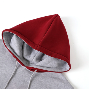 Custom Winter for A&M <b>Grey</b> Chenille Unisex Premium 100% Organic Cotton <b>Fleece</b> Hoodie Pullover Kangaroo Pocket Maroon Hood - Product Image 2