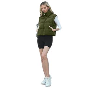 Chaleco Acolchado de Punto para Mujer, Cuello Alto, Cierre de Cremallera, Chaqueta Corta sin Mangas, Diseño Único Ecológico e Impermeable, Primavera - Product Image 5