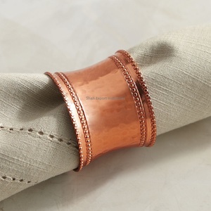 Luxury <b>Hammered</b> Look Brass Napkin Rings Gold Finished Round Napkin <b>Holder</b> for Home Wedding Dinner Table Decorative - Product Image 5