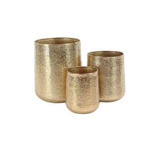 Ensemble de trois pots de fleurs ronds en laiton robustes, faits à la main, pour l'intérieur, l'extérieur, le jardin, le balcon, le salon - Product Image 4