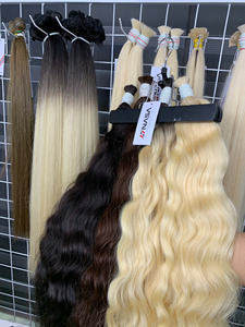 2024 Venta caliente Super doble dibujado Natural ondulado liso Rubio Color extensiones de cabello de alta calidad a granel 60 - Product Image 6