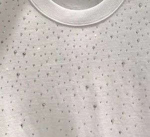 100% coton tricoté hommes T-Shirt à la mode tigre lettre conception strass transfert élégant cou col respirant séchage rapide - Product Image 3