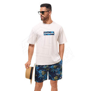 Conjunto Deportivo Informal de Verano para Hombre, Manga Corta, Color Sólido, con Logotipo Personalizado, Camiseta y Pantalones Cortos, Talla Grande, 100% Algodón, Transpirable, a la Moda - Product Image 2