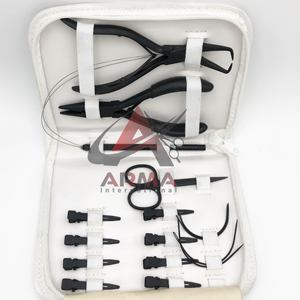 Kit d'outils d'extension de cheveux durable enduit noir pince en acier inoxydable boucle enfileur ciseaux C Type aiguille ensemble d'extension de cheveux - Product Image 2