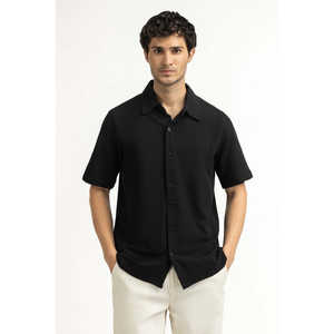 Tissu tricoté 100 % polyester pour polo, anti-plis, broderie foncée, motif uni, grande taille, coupe classique MN-PSH-SS25-130 - Product Image 5