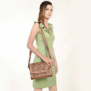 Bolso cruzado de cuero genuino hecho a mano con tallado floral occidental Vintage para mujer, estilo veraniego, bolso de hombro de cuero con herramientas - Product Image 4