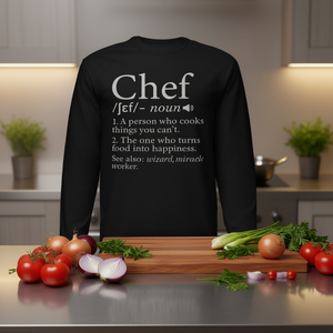 T-shirt à manches longues « Définition du chef » avec slogan culinaire – Vêtements promotionnels pour cuisiniers - Product Image 3
