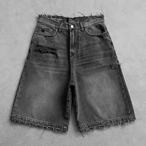 2025 personnalisé rue Denim lavé Bermuda Shorts nouvel été solide Vintage brodé Logo décontracté respirant séchage rapide - Product Image 5