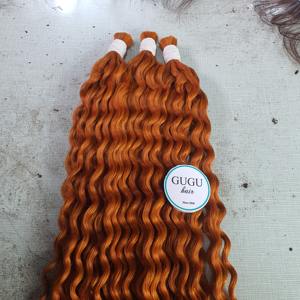 Extensiones de cabello humano rizado, mechones súper dobles de color naranja y jengibre con cierre de encaje suizo, pieza libre - Product Image 3