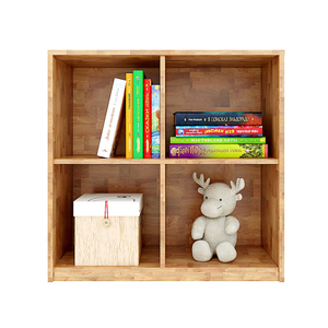 KGS017 4-Drawer <b>Bookshelf</b> 79x40x82cm Natural Rubber Wood Modern Design for Living Room Office Kids Room Bedroom Standing Type - Product Image 2