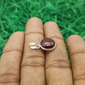 Hessonite 925 colgante de piedras preciosas de plata esterlina cabujón redondo joyería de piedra Natural elegante diseño hecho a mano joyería Bohemia - Product Image 6