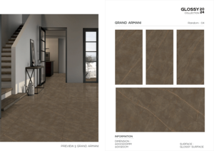 Azulejo de suelo de porcelana duradero de 600x1200mm, aspecto de mármol de cuerpo completo, acabado brillante, estilo de diseño moderno para paredes interiores de 5mm - Product Image 5