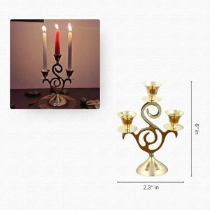 Portavelas de Metal con Acabado Dorado, Ecológico, Duradero, Ambiente Tradicional para el Hogar, Regalo Festivo para Bodas y Navidad - Product Image 3