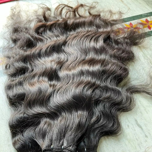 ผมเรมี่แท้ลอนธรรมชาติแบบดิบอินเดียยาว24นิ้วสำหรับต่อผมบริสุทธิ์แบบคู่สีดำธรรมชาติแบบเส้นเดี่ยว - Product Image 1