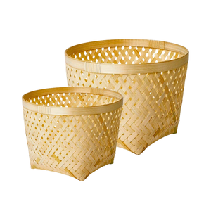 Cestas de bambú vietnamitas ecológicas, cesta de almacenamiento de frutas de Vietnam hecha a mano para encanto rústico y uso doméstico contemporáneo - Product Image 1