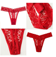 Celana Dalam Wanita Seksi Berenda Model Cheeky Hipster Bahan Polyester Pinggang Rendah ODM