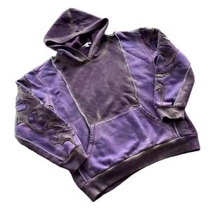 Sudadera con capucha con estampado de lavado ácido Vintage bordado personalizado para hombre y ropa de calle desgastada 100% algodón con logotipo en relieve - Product Image 2