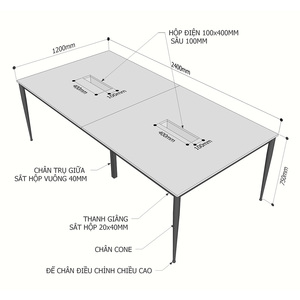 Table de réunion au design contemporain 240x120cm ovale, plateau en contreplaqué mélaminé, pieds en acier Cone II, HBCN024, mobilier de bureau - Product Image 5