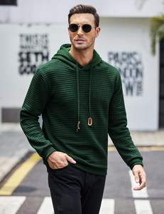 Sweat à capuche surdimensionné chaud d'hiver pour hommes pull en molleton de coton poche kangourou épaule tombante Style personnalisé - Product Image 5