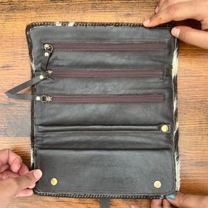 Nouvelle main usiné voyage bijoux enrouler étui pour femmes Western peau de vache pliable bijoux organisateur grande capacité porte-bijoux - Product Image 5