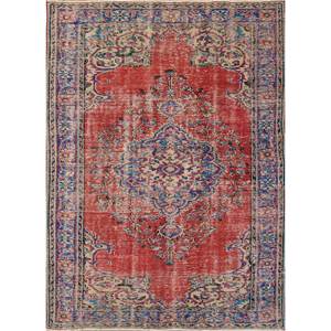 Alfombra de Lana Anudada a Mano de Gran Tamaño, Diseño de Medallón Rojo y Naranja, para Sala de Estar o Pasillo, Modelo Pae-2300 - Product Image 1