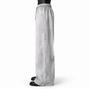 Pantalones de chándal anchos y holgados de algodón con forro polar para hombre, color gris lavado, estilo urbano, con logo personalizado - Product Image 4