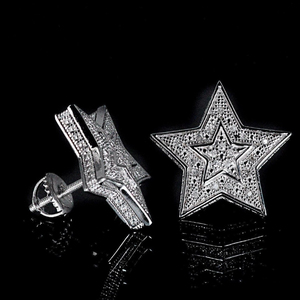 925 Sterling Silver Iced Moissanite Diamond Stud <b>Earrings</b> VVS <b>Screw</b> <b>Back</b> with <b>Gold</b> Plating Cute Style for Women's Gift - Product Image 1