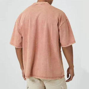 T-shirt unisexe surdimensionné en coton épais à col rond, coupe courte, style vintage, imprimé personnalisé, délavé à l'acide, pour homme - Product Image 3