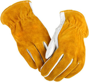 Cowhide Leather <b>Driver</b> Work <b>Gloves</b> For Men full grain leather palm with Abrasion Resistant and Flexible Safety - Product Image 1