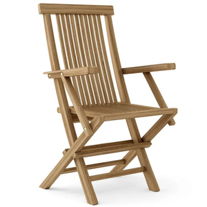 Silla de Jardín Plegable Clásica de Madera de Teca Premium, Directo de Fábrica, con Reposabrazos y Respaldo de Listones, Muebles de Exterior para Patio, para Exportación - Product Image 3