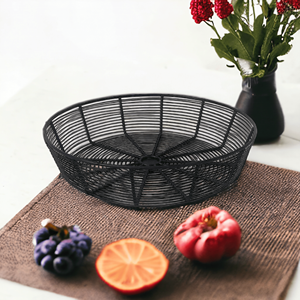 2024 personnalisé couleur plaqué ferme Vintage noir poudre enduit vente chaude OEM ODM paniers décoratifs en métal pour fruits vaisselle - Product Image 5