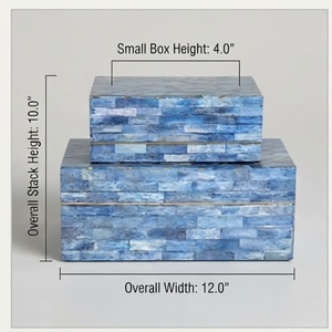Modern Blue MDF Resin <b>Storage</b> <b>Boxes</b> Rectangular Design for Sundries Handcrafted - Product Image 1