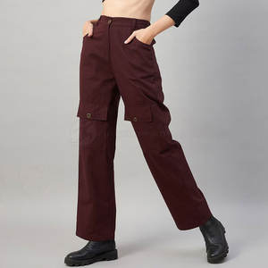 Pantalones Cargo de marca privada para mujer, transpirables, de cintura media, con parte delantera plana con múltiples bolsillos, pantalones de invierno de Color liso a la venta - Product Image 4