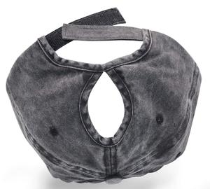 หมวกกีฬาเบสบอลทรงโพนี่หางม้าผ้ายีนส์ใหม่ใช้ได้ทั้งชายและหญิงผ้าโพลีเอสเตอร์/ ผ้าฝ้ายวินเทจแอซิดแบบใหม่ - Product Image 6