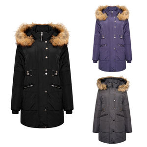 Veste parka longue imperméable et coupe-vent pour femme, 100% nylon, capuche amovible, conçue pour un confort et une chaleur hivernales en plein air - Product Image 1