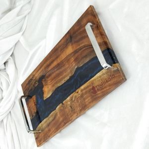 Plateau de service en résine multicolore design avec poignées pour décorations de table d'hôtels et de restaurants des créations antiques d'Inde - Product Image 4