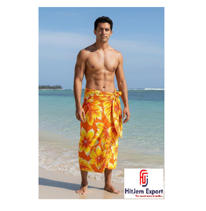 Men Hawaiian Pareo Polynesia Sarong Lightweight Chiffon Fabric Floral Beach <b>Wrap</b> - Product Image 1