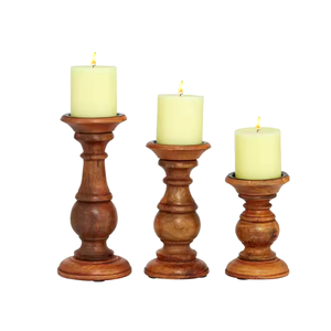 Juego de portavelas con Base de madera natural de alta calidad y tarro de vela de diferentes colores de madera natural para decoración de bodas - Product Image 1