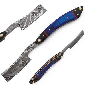 Rasoir de barbier en acier inoxydable Damas Rasoir de rasage droit pour hommes - Product Image 1